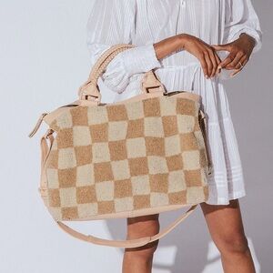 NEW Cleobella Weekender Bag, Checkered Beige